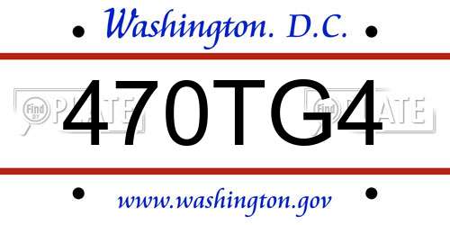 470TG4 District Of Columbia License Plate