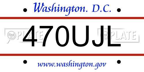 470UJL District Of Columbia License Plate