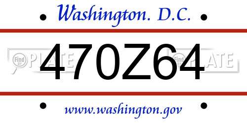 470Z64 District Of Columbia License Plate
