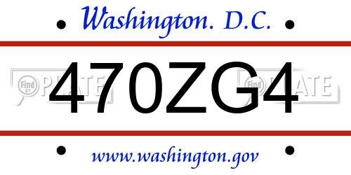 470ZG4 District Of Columbia License Plate