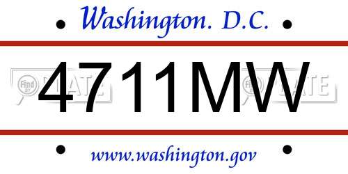 4711MW District Of Columbia License Plate