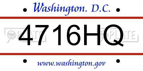 4716HQ District Of Columbia License Plate