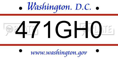 471GH0 District Of Columbia License Plate