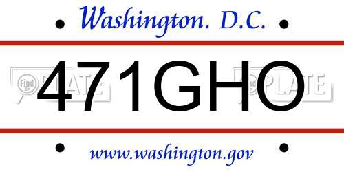 471GHO District Of Columbia License Plate