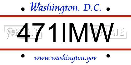 471IMW District Of Columbia License Plate