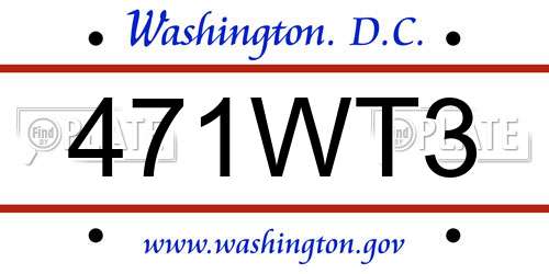 471WT3 District Of Columbia License Plate