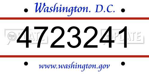 4723241 District Of Columbia License Plate
