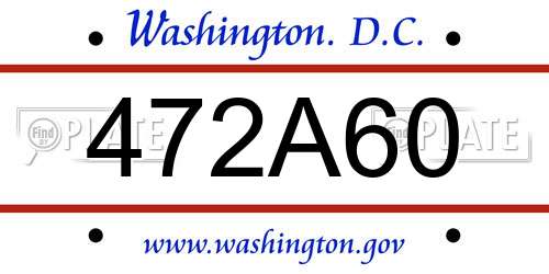 472A60 District Of Columbia License Plate