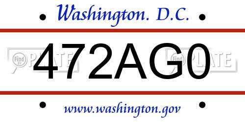 472AG0 District Of Columbia License Plate