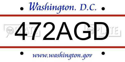 472AGD District Of Columbia License Plate