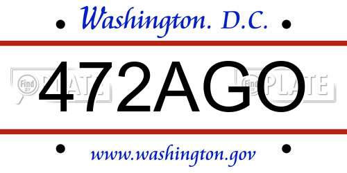 472AGO District Of Columbia License Plate