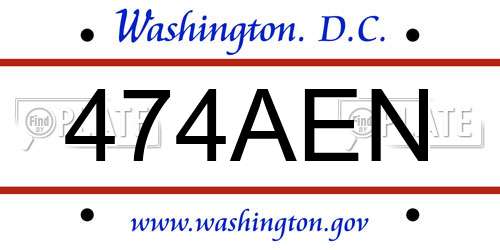 474AEN District Of Columbia License Plate