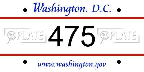 475 District Of Columbia License Plate