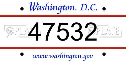 47532 District Of Columbia License Plate