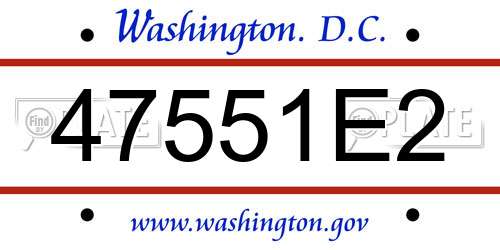 47551E2 District Of Columbia License Plate