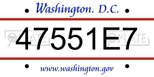 47551E7 District Of Columbia License Plate