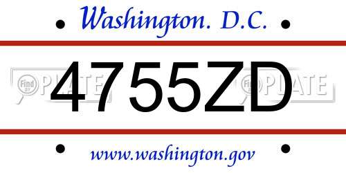 4755ZD District Of Columbia License Plate
