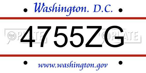 4755ZG District Of Columbia License Plate