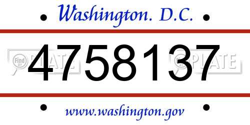 4758137 District Of Columbia License Plate