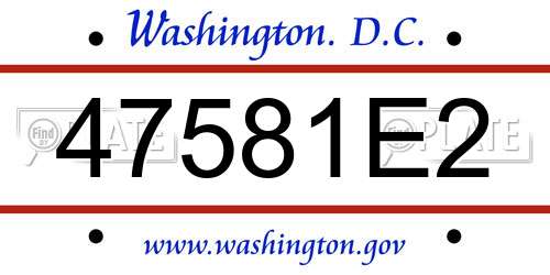 47581E2 District Of Columbia License Plate