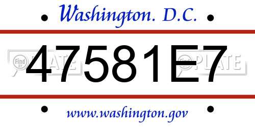 47581E7 District Of Columbia License Plate