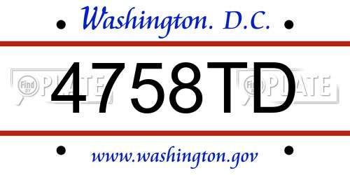 4758TD District Of Columbia License Plate