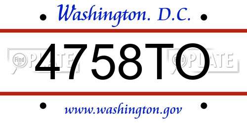 4758TO District Of Columbia License Plate