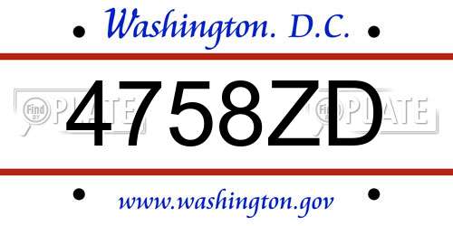 4758ZD District Of Columbia License Plate