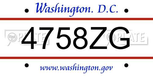 4758ZG District Of Columbia License Plate