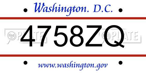 4758ZQ District Of Columbia License Plate