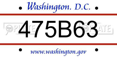 475B63 District Of Columbia License Plate