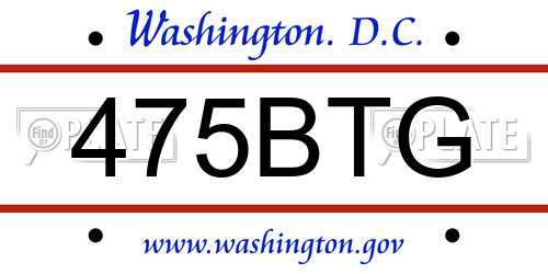 475BTG District Of Columbia License Plate