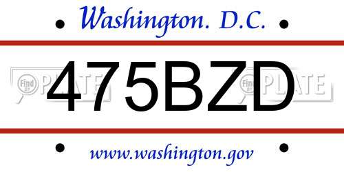 475BZD District Of Columbia License Plate