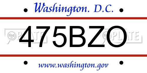 475BZO District Of Columbia License Plate
