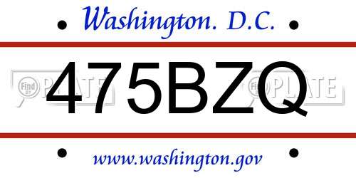 475BZQ District Of Columbia License Plate