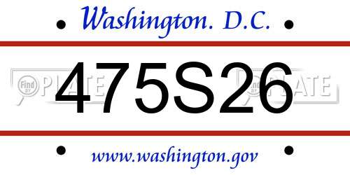 475S26 District Of Columbia License Plate