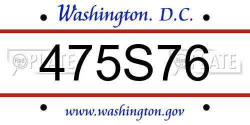475S76 District Of Columbia License Plate