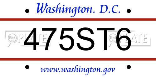 475ST6 District Of Columbia License Plate