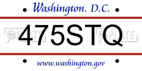 475STQ District Of Columbia License Plate