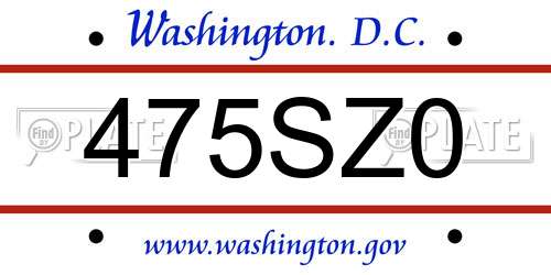 475SZ0 District Of Columbia License Plate