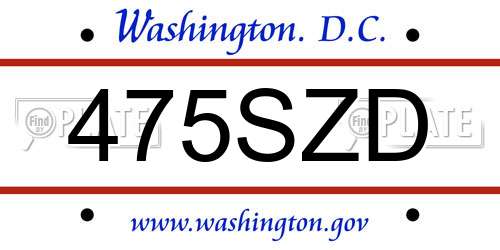 475SZD District Of Columbia License Plate