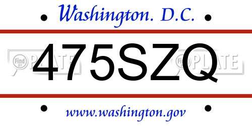 475SZQ District Of Columbia License Plate