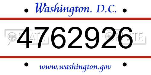 4762926 District Of Columbia License Plate