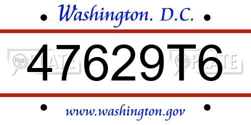 47629T6 District Of Columbia License Plate