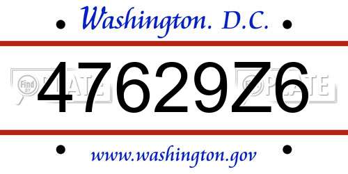 47629Z6 District Of Columbia License Plate