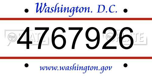 4767926 District Of Columbia License Plate