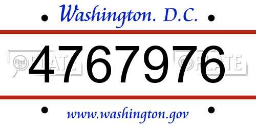 4767976 District Of Columbia License Plate