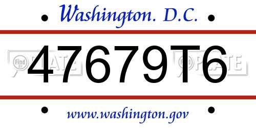 47679T6 District Of Columbia License Plate