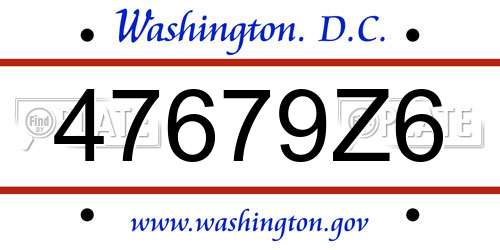 47679Z6 District Of Columbia License Plate