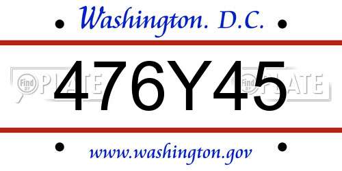 476Y45 District Of Columbia License Plate